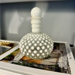 Vintage Collectible Hobnail Milk Glass Decanter